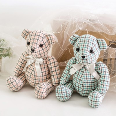 Wholesale stuffed cute 23cm blue and pink soft plush small size teddy bear toys for kids sleeping