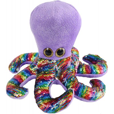 Customized 10'' Stuffed Soft Sea Life Animal Reversible Octopus with Flippable Sequins for Kids Gifts