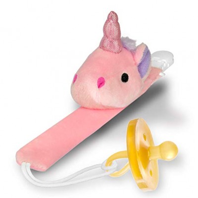 High quality hanging removable stuffed unicorn animal baby silicone pacifier clip