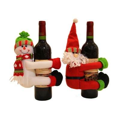 Plush Santa Claus Snowman Animal Red Wine Bottle Cover Decorations Christmas